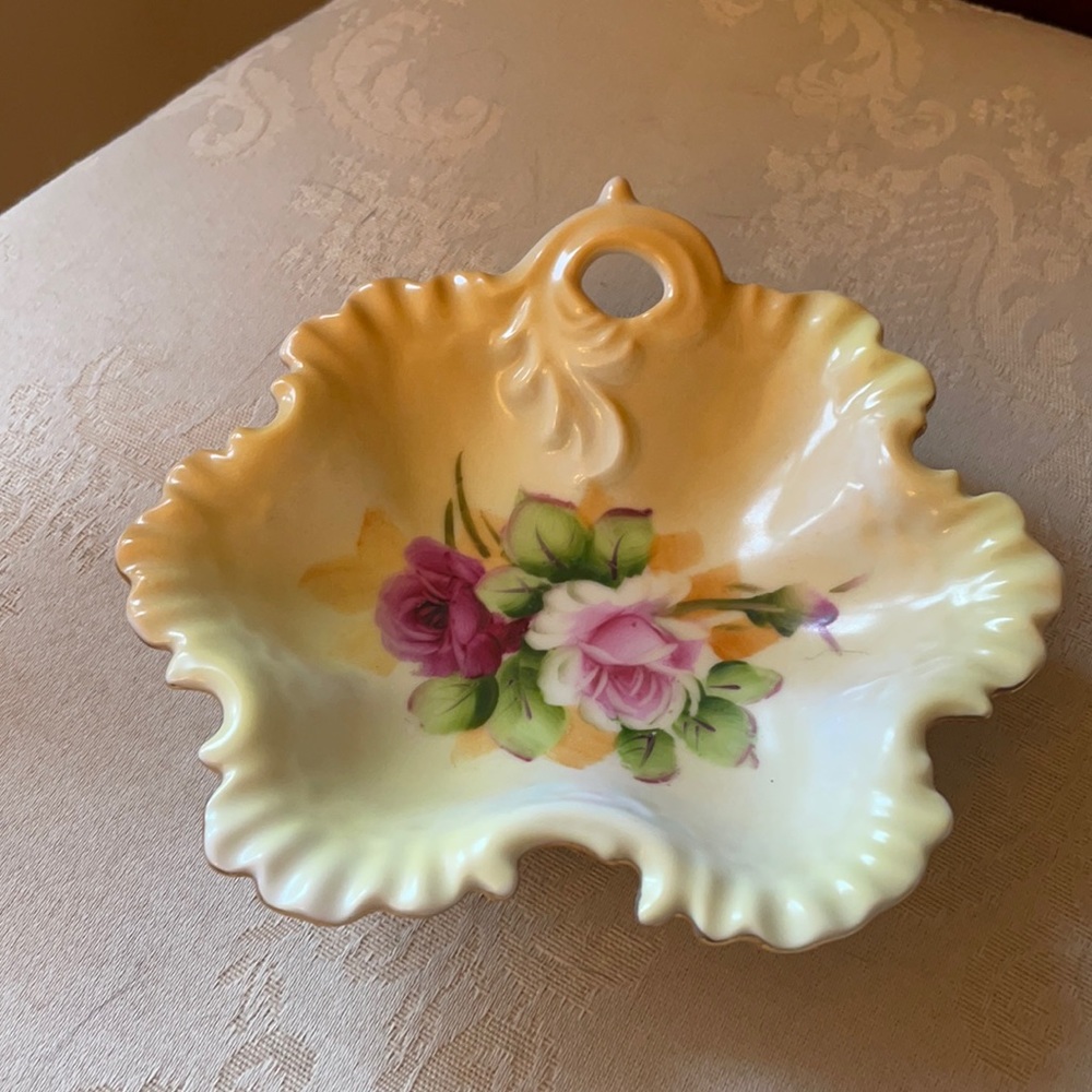 Vintage Leftton China hand-painted trinket dish
